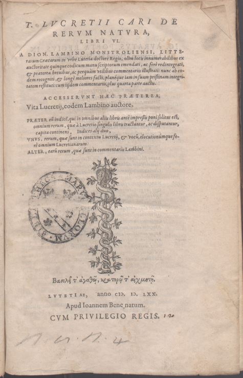 Lucretius title page