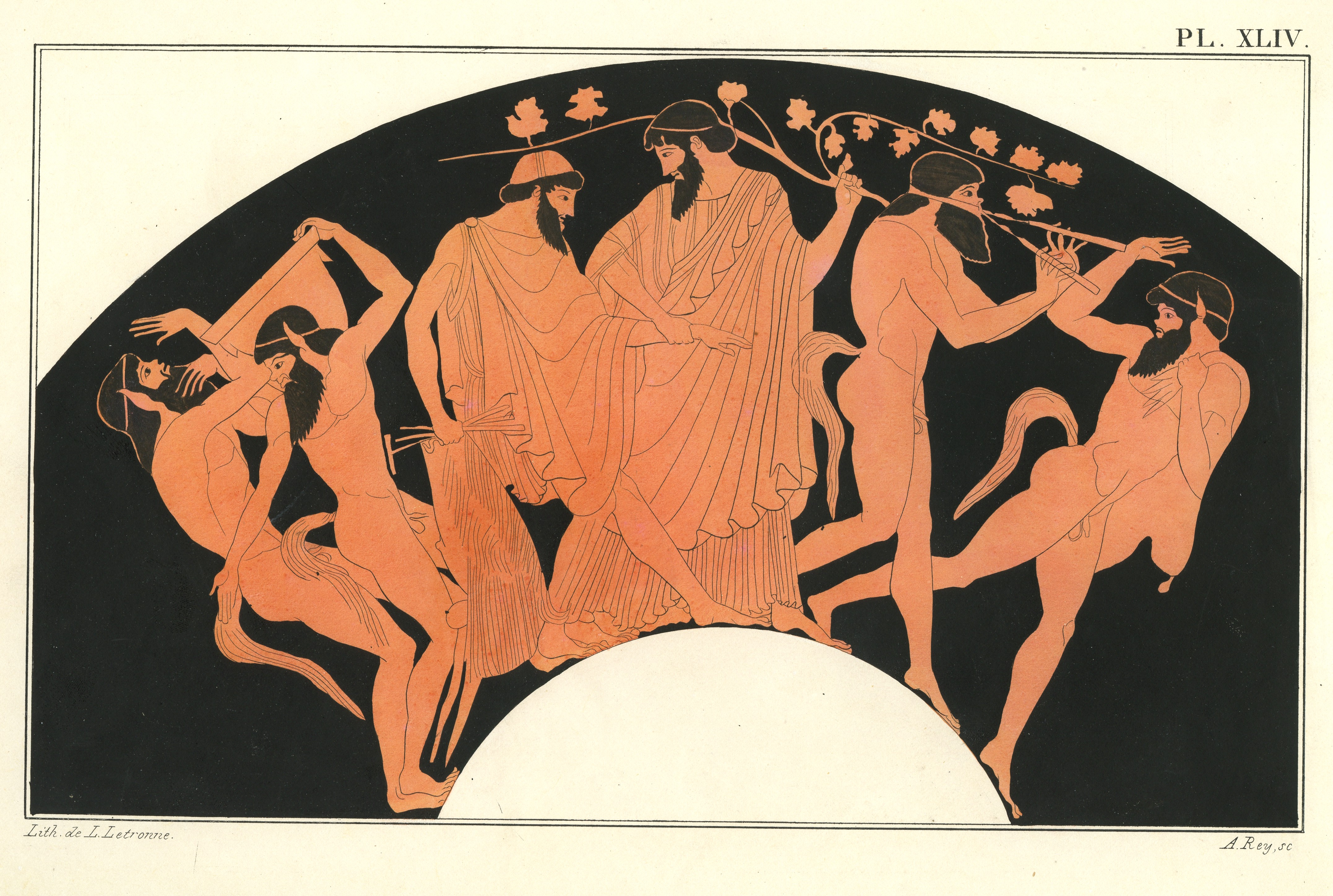 Dionysos and satyrs